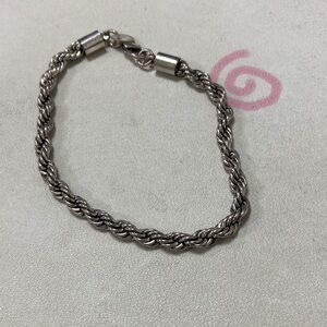 Others Follow Silver-Tone Men's Rope Chain Bracelet